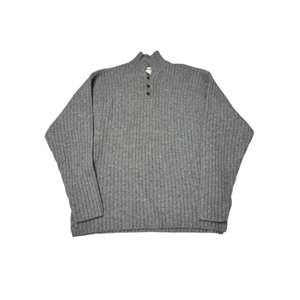 Brooks Brothers Mens Mock Neck Ribbed Sweater‎ Gray Size L 100% Cotton